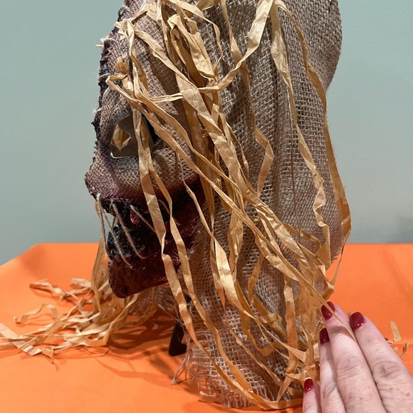 Spooky Burlap Halloween Mask with Straw Hair - Picture 4 of 6